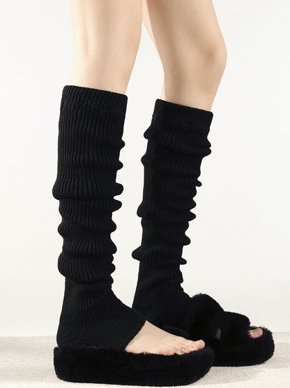 Slouchy Ribbed Open-Toe Leg Warmers - Kawaii Fairy Kei & Lolita Accessory, 4 Colors