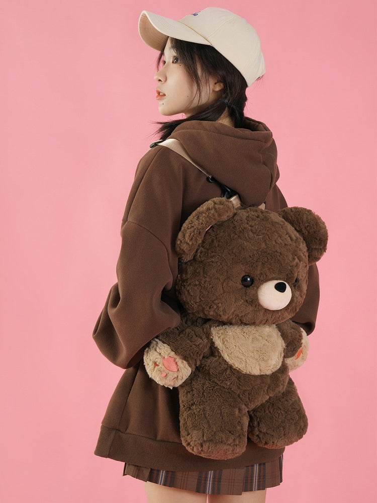 Detachable 35cm/50cm Backpack Brown Straps Plush Shoulder Bear Chocolate