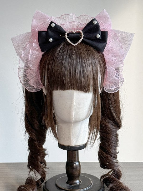 Sweet with Trim Bowknot Options Lolita and – KC Lace Decoration Heart 3 Color