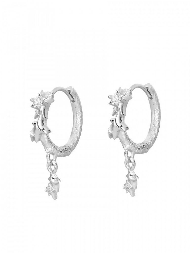 Silver Star Pendant Rhinestone Earrings - Insomnia Artist