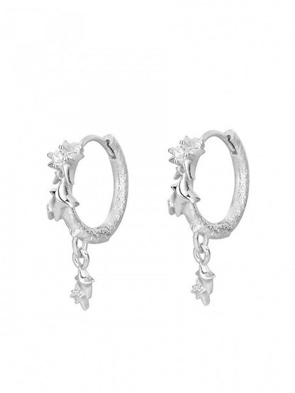 Silver Star Pendant Rhinestone Earrings - Insomnia Artist