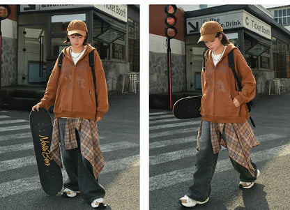 Zootopia Judy und Nick Print Brauner Reißverschluss-Hoodie