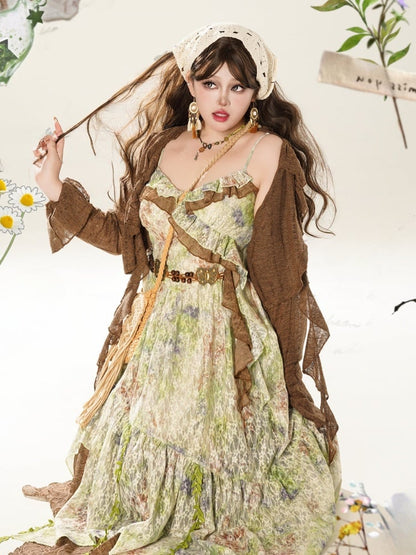 プラスサイズのブラウンカーディガン