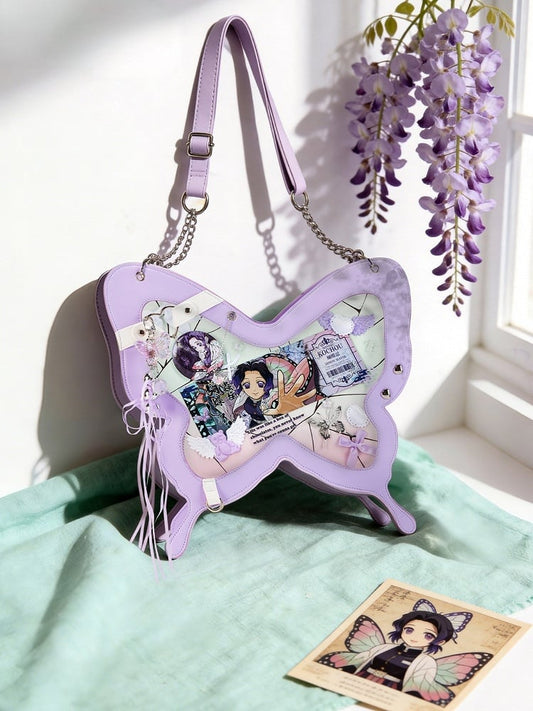 Purple Butterfly Ita Bag Transparent - thejunco