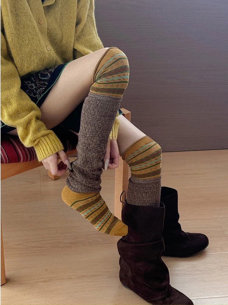 Bas jambières en maille 3 avec motif pois Polka Colors