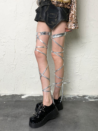 Silver Y2K Crisscorss Leg Straps