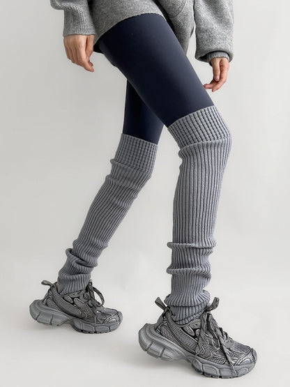 (3 Ribbed Bow Detachable Colors) Leg Warmers