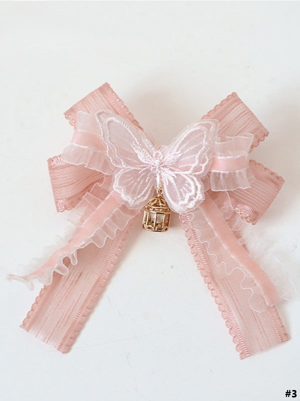 Pink Bow 3 Options Sweet Hairclip Lolita Butterfly
