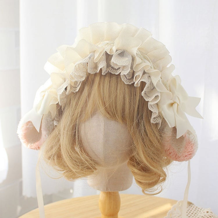 Options Bow with 8 Lace and Ears Color Lolita – Ruffled Hairband Sheep Accents