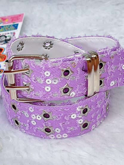 with – Buckles Twin Colors Waist Belt Glitter Punk Stud 7