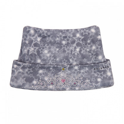 Knitted Beanie Pattern Y2K Star Crown Rhinestone Gray