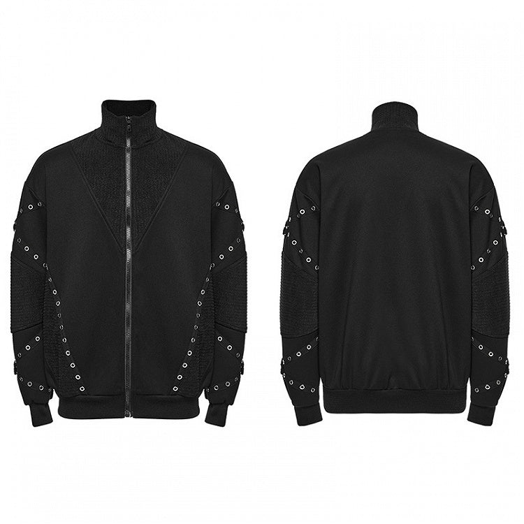 Men's Black Etched Webbing Street Jacket - Punk Rave