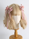 Blumen verzierte süße weiß-rosa Perlen Bowknot Design Haarspangen Lolita