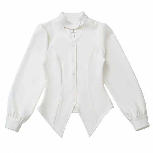 Detachable Cutout Blouse Neckline White Charm Cross Curved Hem