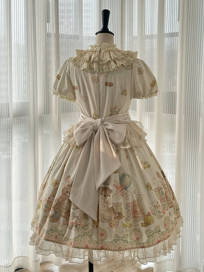 Bodice Toys Dress Embroidery Print Sleeves Teddy Lolita Short Sweet