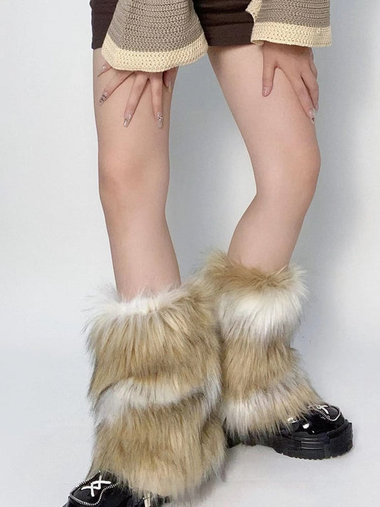 Plush Brown Warmers Y2K-Style 25CM/40CM Leg and White