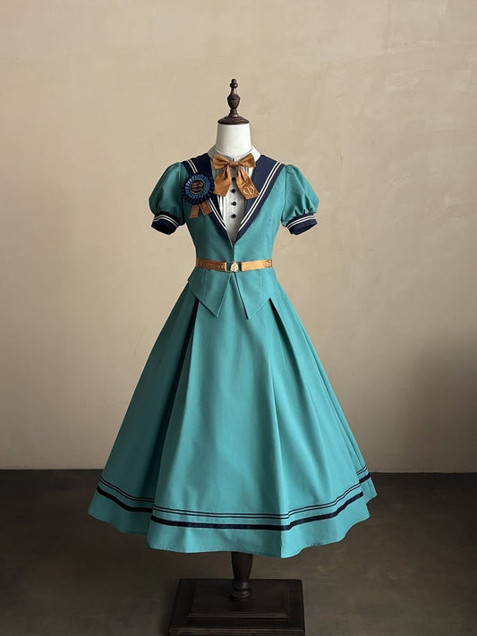 Turquoise Sailor Collar Elegant Lolita Dress - LilyVow