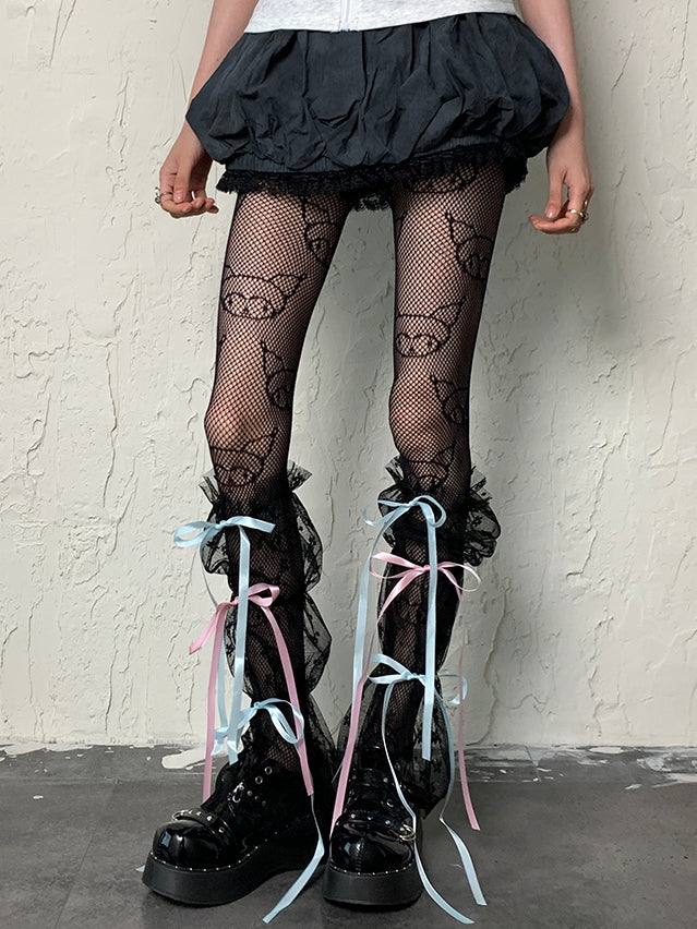 Ärmel Schwarze Y2K-Beinriemen aus Spitze zum Selbstbinden
