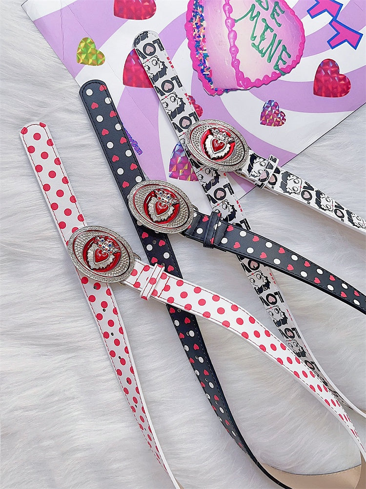 Vintage PU-Hüftgürtel mit Herzmuster