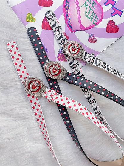 Vintage PU-Hüftgürtel mit Herzmuster