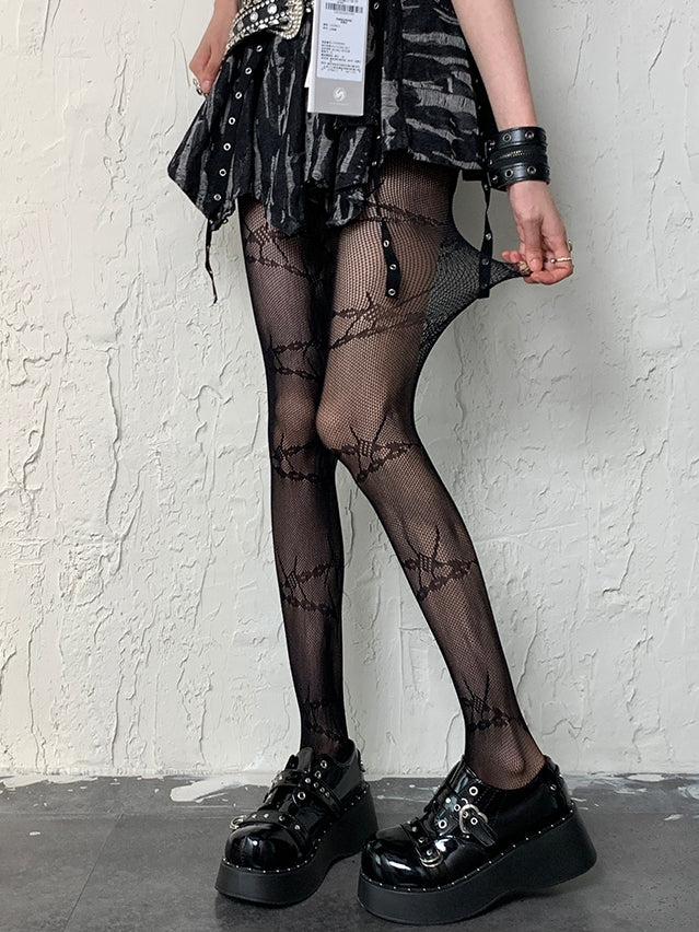Fashion Pattern Black Wire Gyaru Tights