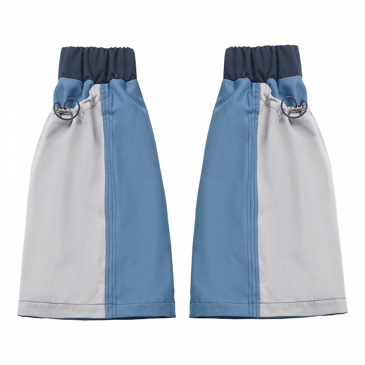 ブルー＆ホワイトのカラーブロックデザイン ドローストリングレッグウォーマー