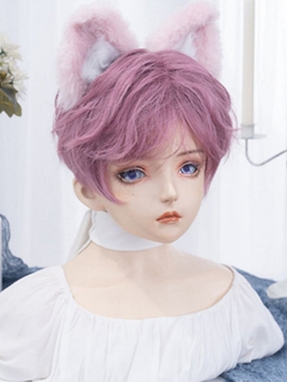 Pink-lila 24CM Kinnlänge Perücke mit Pony