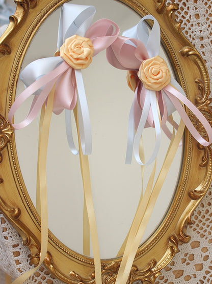 Bowknot Details Roses Design Hair Clips