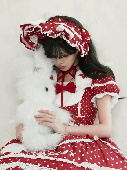 Muster Ohren Blau Rosa Motorhaube Polka-dot Schwarz / Rot Bunny