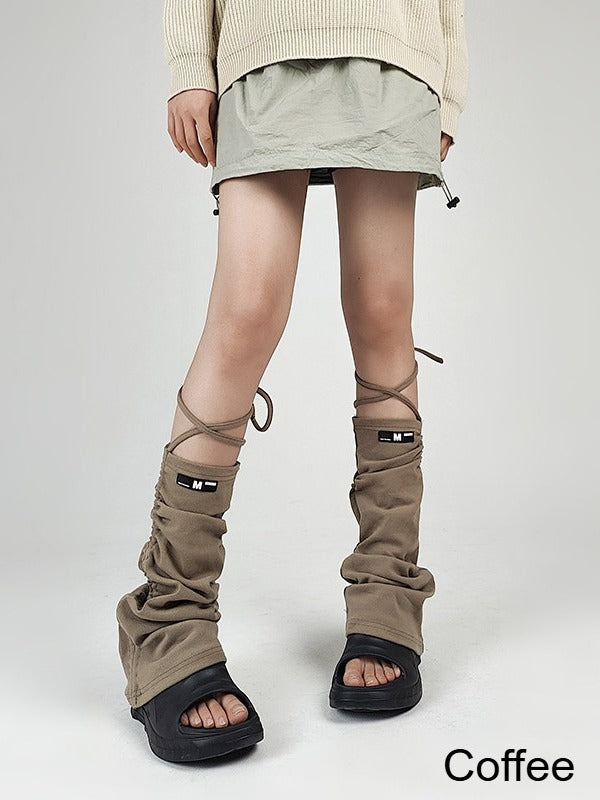 Y2K Leg Warmers with Drawstring and Ruffled Design - Solost