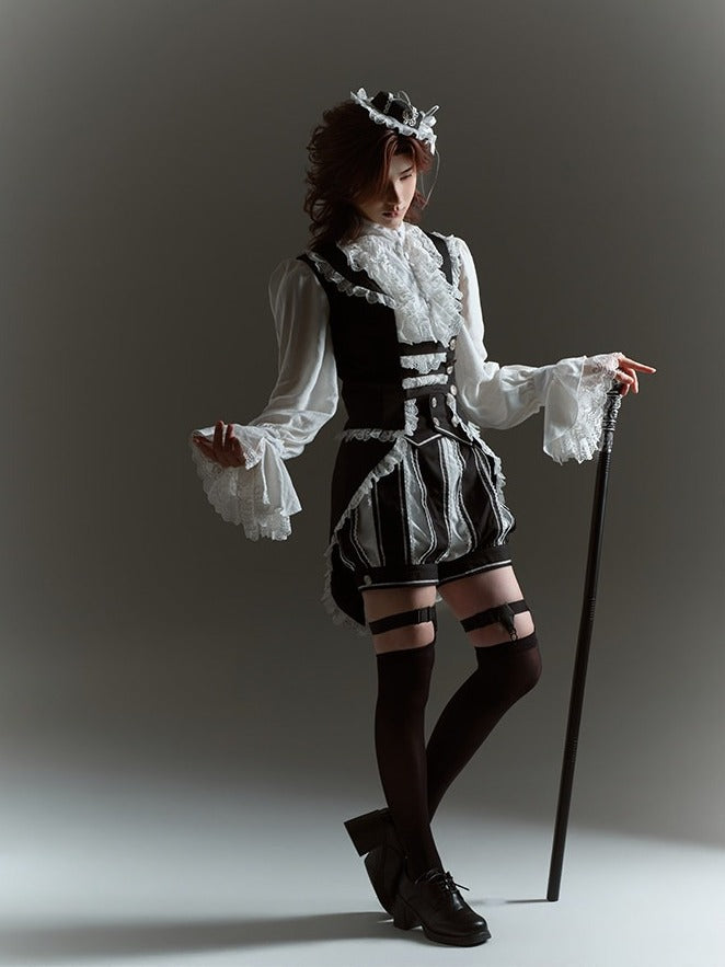 Black White Lace Mini Hat with Silver Bow - Castle Too