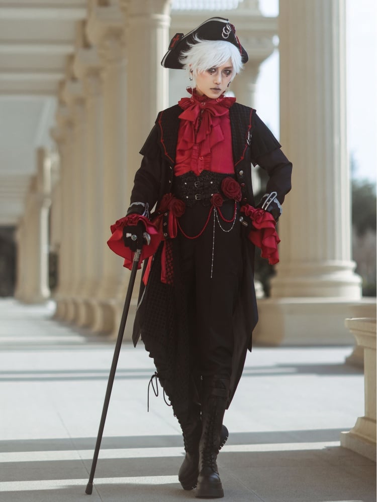 Schwarze Ouji Fashion Lolita-Hose mit separatem Korsettgürtel
