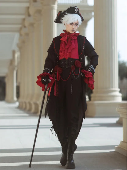 ベルト王子セパレートロリータブラックパンツコルセットファッション付き