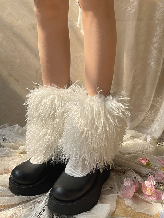 ホワイトスイートシャギーレッグウォーマー