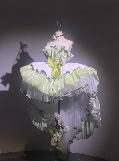 Sheer Skirt with Green Ribbon Trim - POSHEPOSE