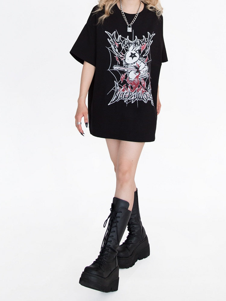 ポップパンク ブラックバニー オーバーサイズ Tシャツ