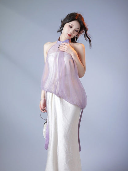 Light Purple Halter Neck Top - sijinstudio
