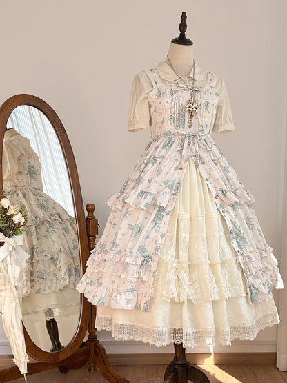 3-Color Lace Tiered Underskirt with Bow - Tan Tuan