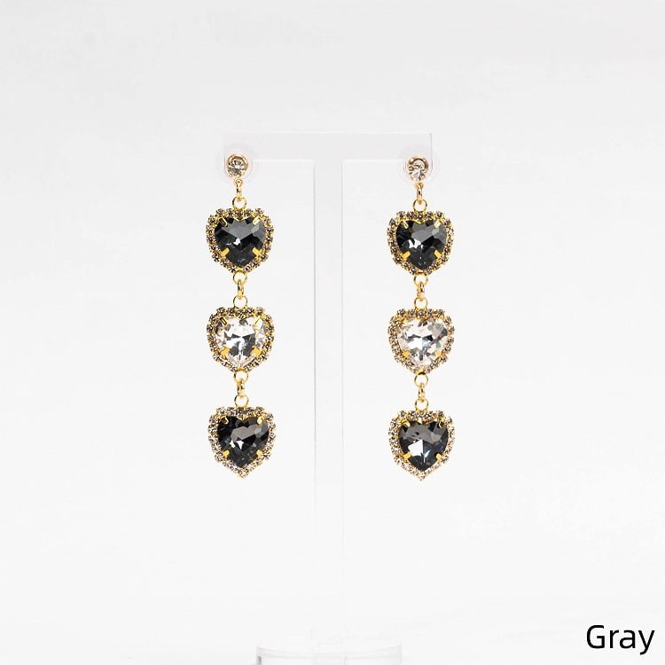 Kei 5 Clips Ear Rhinestone Triple Jirai Colors Heart