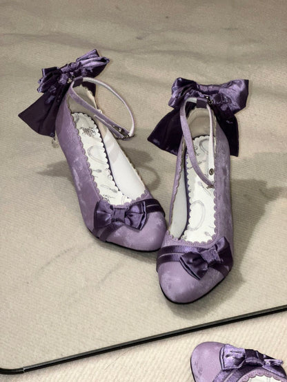 Lolita Satin Stiletto Heels with Bow – Princess Birthday Party Pumps