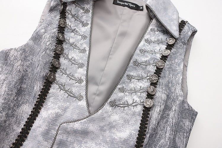 Gray Embroidery Coat Ouji Belts Two Sleeveless with Rosette Lolita