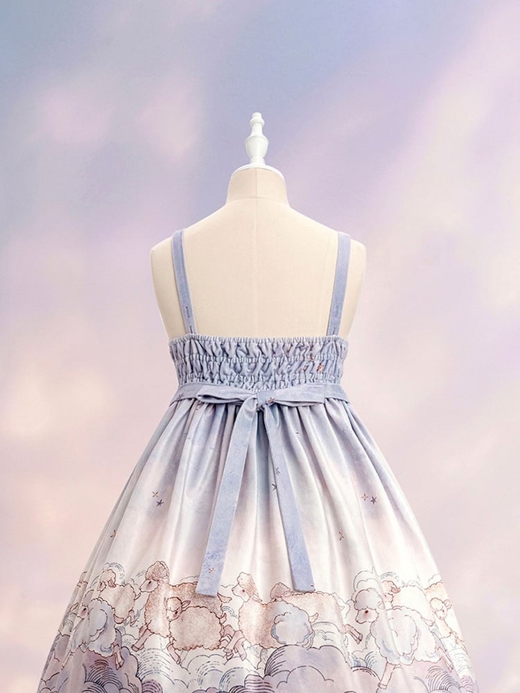 Purple and Print Cloud Dress Plush Sweet JSK with Sheep Lolita Hem