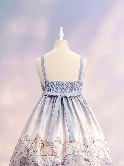 Purple and Print Cloud Dress Plush Sweet JSK with Sheep Lolita Hem