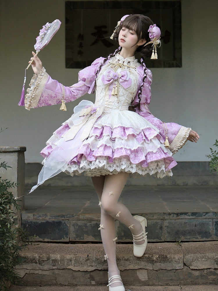 ジャカードパープルボレロローブタッセル