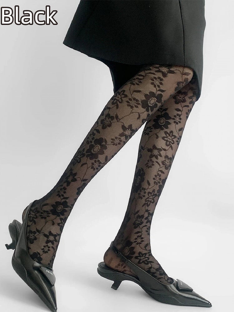 Lace Floral Sheer Vintage Pantyhose