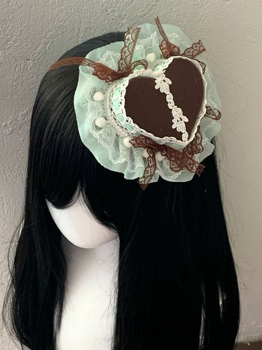 Heart-shaped Sweet Chocolate Mini Hat Mint Lolita