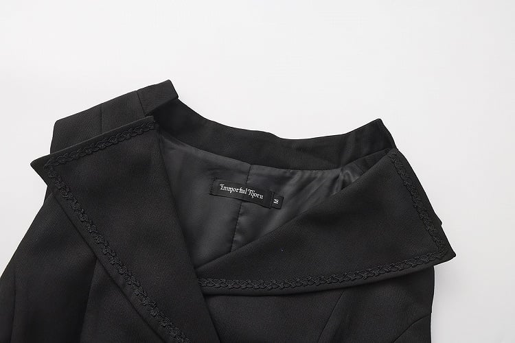 Collar Lapel Ouji Detail Waistcoat Ruffle Train Lolita Detachable Black with