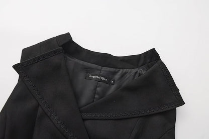 Collar Lapel Ouji Detail Waistcoat Ruffle Train Lolita Detachable Black with