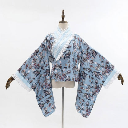 Alice Trim Blue Top Bunny in Print + JSK Wa Wonderland Set Lolita and Poker Lace Vibes Dress