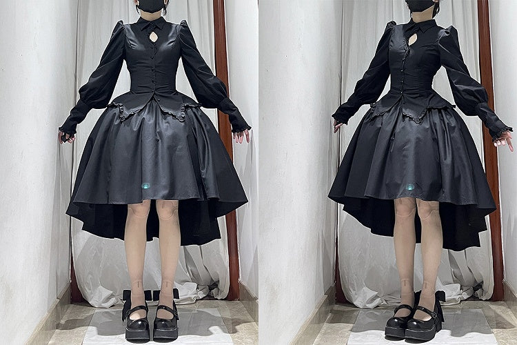 Sleeves Gothic Lolita Shirt Long Black